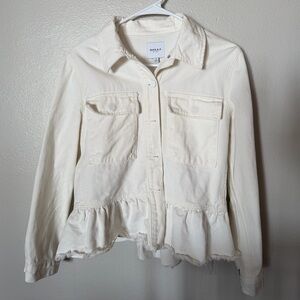 Gilli Cream Denim Peplum Jacket Women’s Size Small